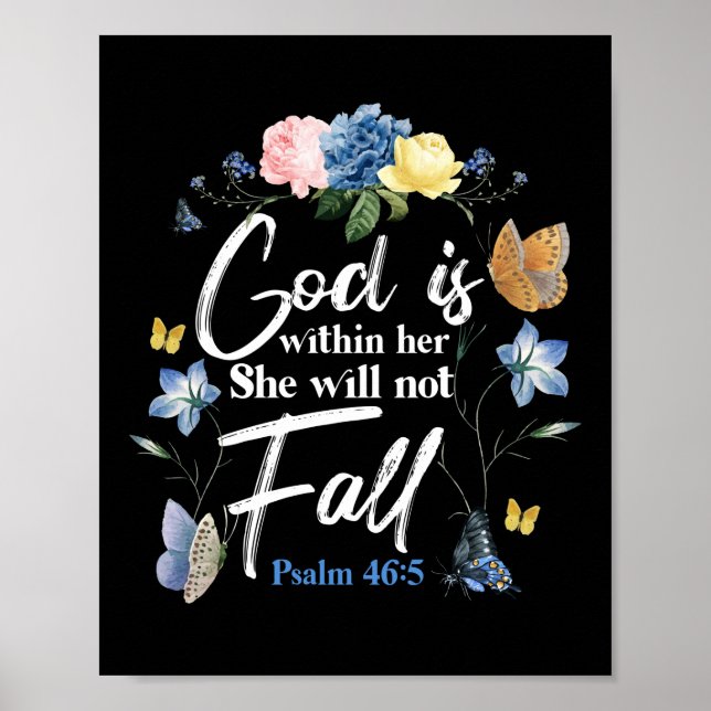 Bible Verse God Is Within Her She Will Not Fall Poster (Front)