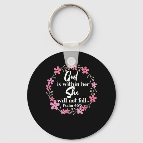 Bible Verse God Is Within Her She Will Not Fall Ps Keychain