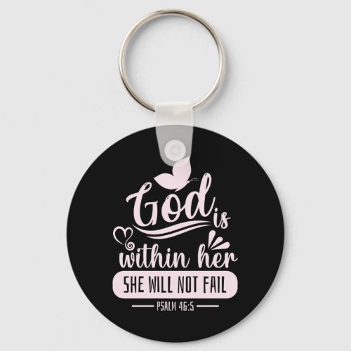 Bible Verse God Is Within Her She Will Not Fall Ps Keychain