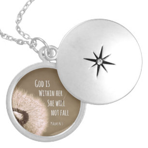 Bible Verse: God is within her, she will not fall Silver Plated Necklace