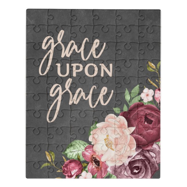 Bible Verse Grace Upon Grace scripture Floral  Jigsaw Puzzle (Puzzle Vertical)