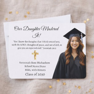 Bible Verse Grad Photo MBA Graduation Announcement