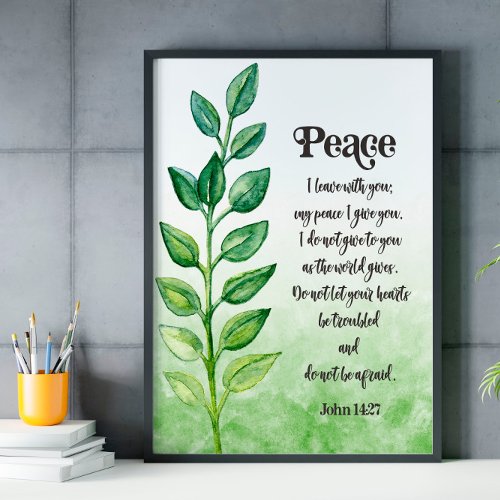 Bible verse green leaves scripture poster