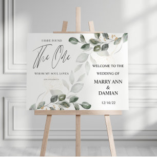 Bible Verse Greenery Wedding Welcome Board