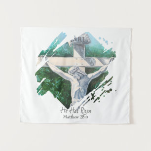 Bible Verse He Is Risen Faith Personalize Tapestry