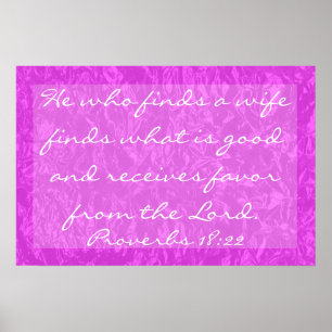 bible verse he who finds a wife Proverbs 18:22 Poster