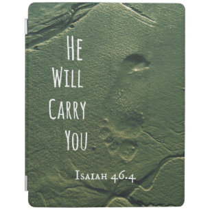 Bible Verse: He will Carry You with Footprints iPad Smart Cover