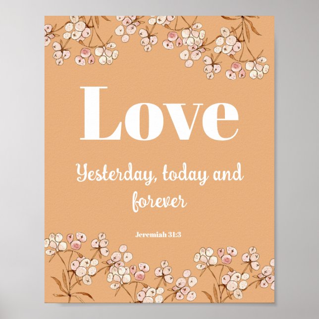 Bible Verse Hebrews Light Terracotta Floral Poster (Front)