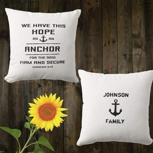 Bible Verse Hope as an Anchor Farmhouse Pillow