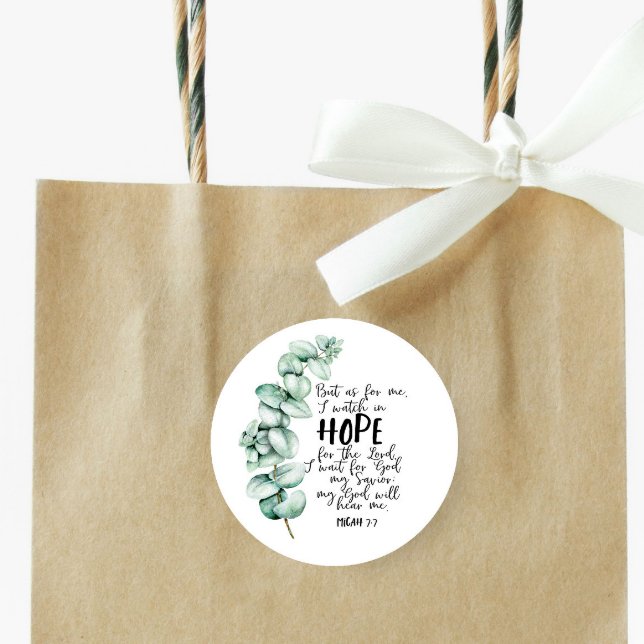 Bible Verse Hope Eucalyptus Round Sticker (Creator Uploaded)