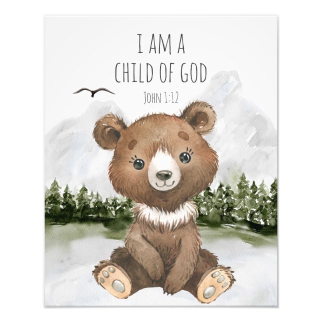 Bible Verse I am a Child of God John 1 Photo Print (Front)
