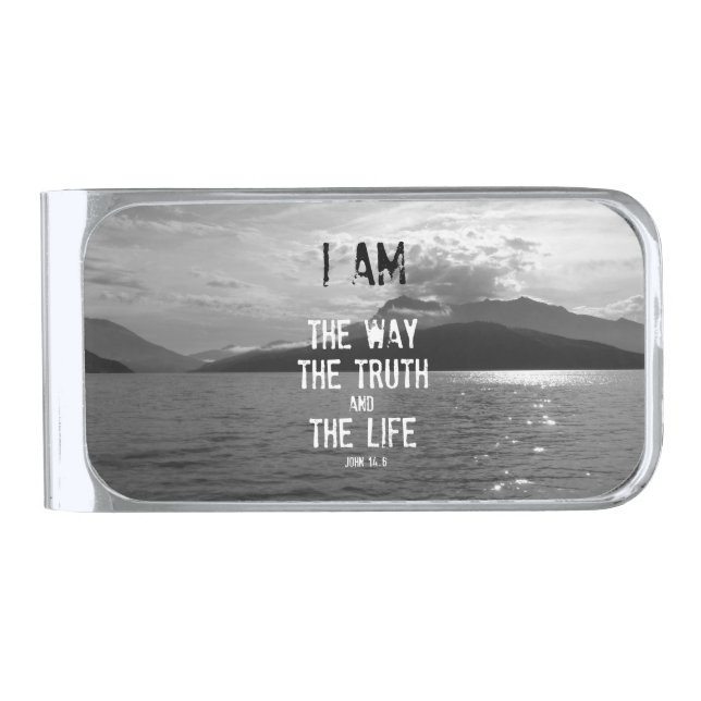 Bible Verse: I am the Way, Truth, Life Silver Finish Money Clip (Front)