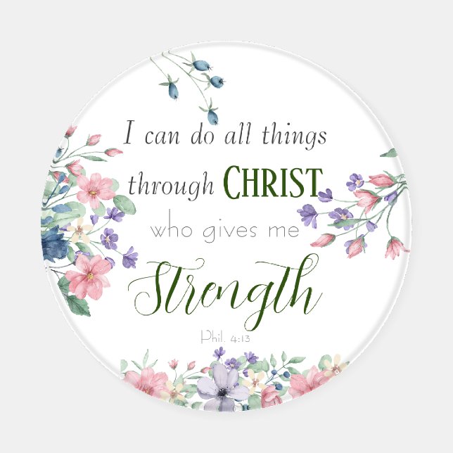 Bible Verse I Can Do All Things Elegant Botanical Coaster Set (Single)
