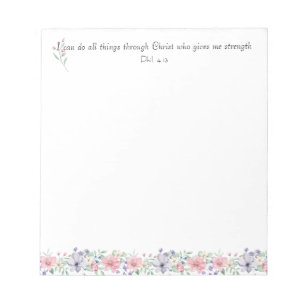 Bible Verse I Can Do All Things Elegant Botanical Notepad