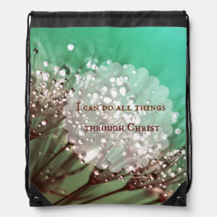Bible Verse: I can do all things through Christ Drawstring Bag
