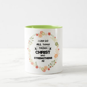 Bible Verse: I can do all things through Christ Two-Tone Coffee Mug