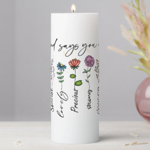 Bible Verse Inspiration Wildflower Christian Quote Pillar Candle