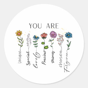 Bible Verse Inspiration Wildflower Positive Quote Classic Round Sticker