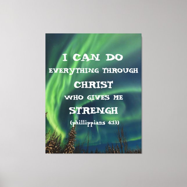 Bible Verse Inspirational Quote Northern Lights Canvas Print (Front)