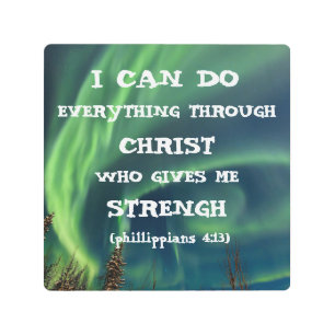 Bible Verse Inspirational Quote Northern Lights Metal Print