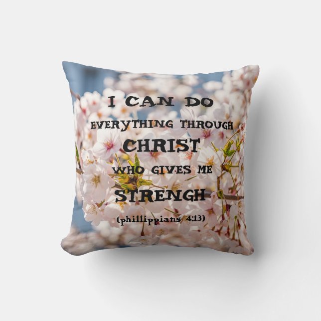Bible Verse Inspirational Quote Scripture Throw Pillow (Front)