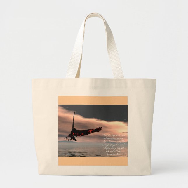 Bible Verse Isaiah 40: 28-31 with Eagle Large Tote Bag (Front)