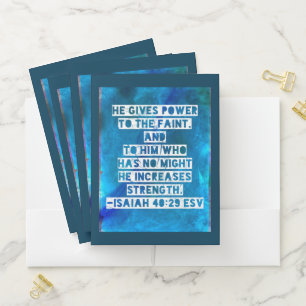 Bible Verse Isaiah 40:29 Pocket Folder