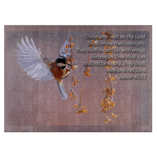 Bible Verse Isaiah 40:31 with Bird Motivational Cutting Board (Front)