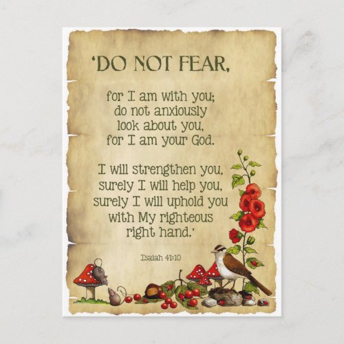 Bible Verse Isaiah 4110 Do Not Fear Nature Art Postcard