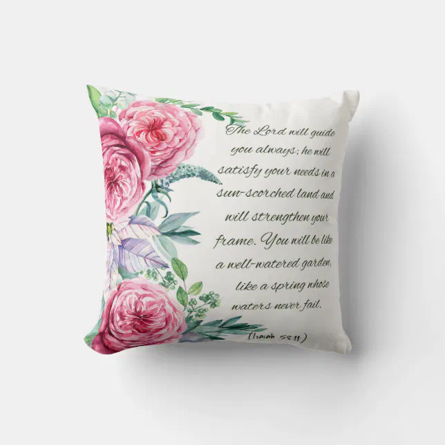 Bible Verse Isaiah 58:11 Pillow | Zazzle