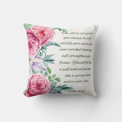 Bible Verse Isaiah 5811 Throw Pillow