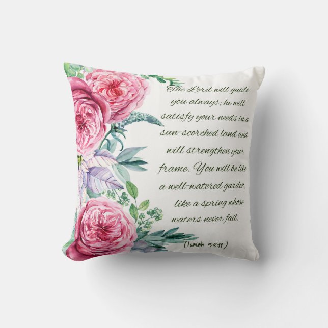 Bible Verse Isaiah 58:11 Throw Pillow (Front)