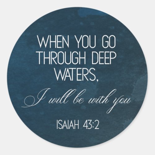 Bible Verse Isaiah Blue Round Sticker