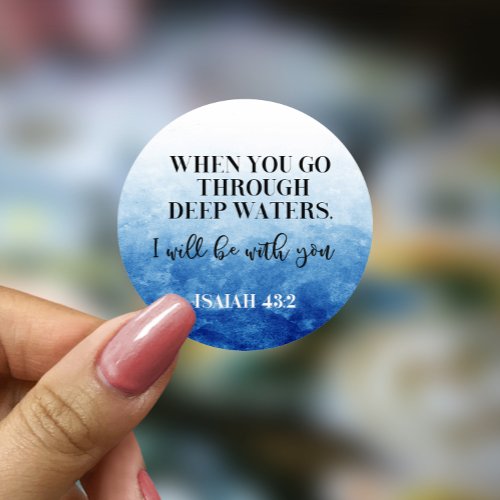 Bible Verse Isaiah Blue Round Sticker