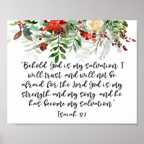Bible verse Isaiah Winter floral drop Poster