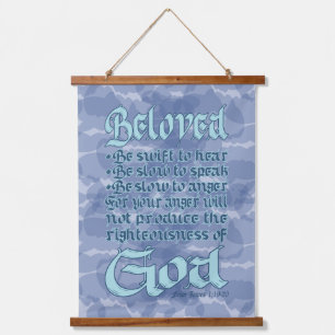Bible Verse James 1:19-20 Wood Top Wall Tapestry