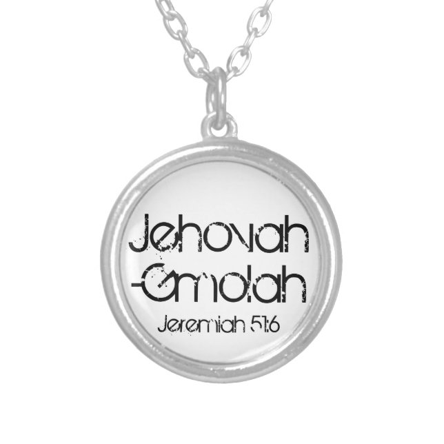 bible verse Jehovah-Gmolah (God of recompense) Silver Plated Necklace (Front)