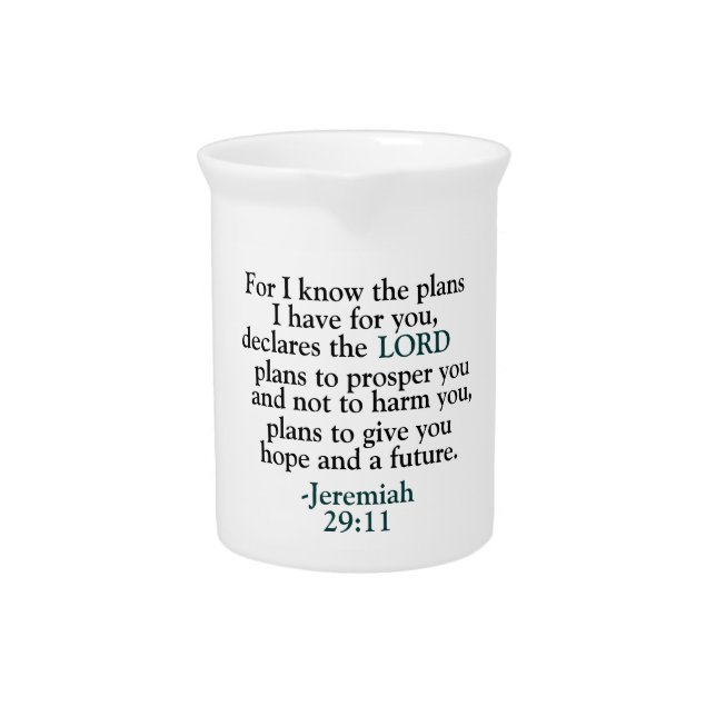 Bible Verse Jeremiah 29:11 Beverage Pitcher (Front)