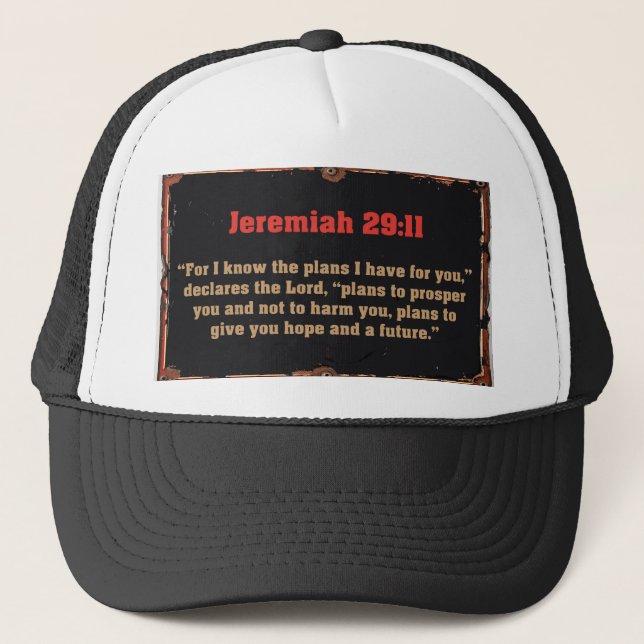 Bible Verse Jeremiah 29:11 Christian Trucker Hat (Front)