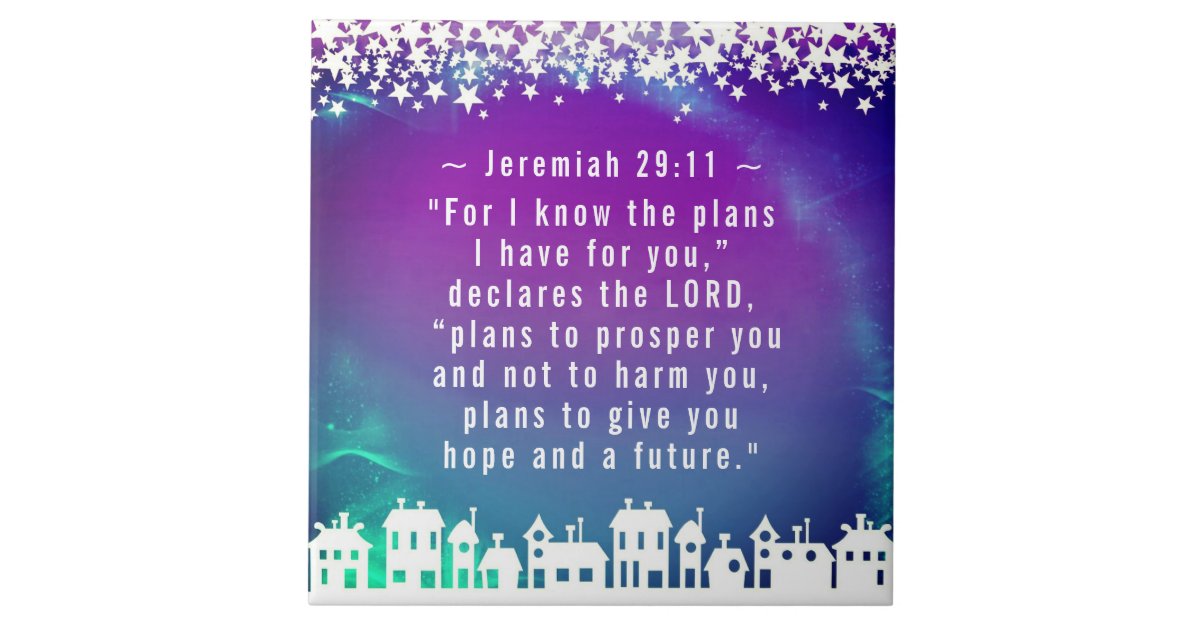 Bible Verse Jeremiah 29:11 Christmas Village Ceramic Tile | Zazzle