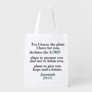 Bible Verse Jeremiah 29:11 Grocery Bag