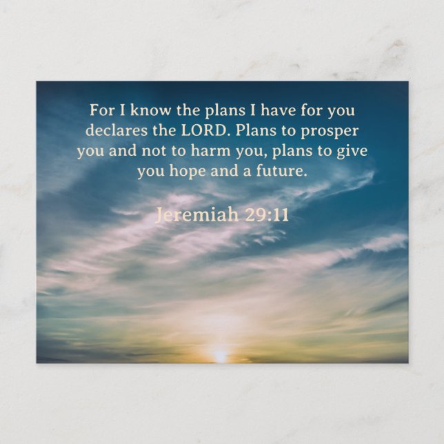 Bible Verse Jeremiah 29:11 Postcard (Front)