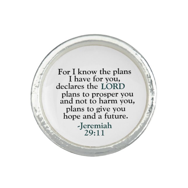 Bible Verse Jeremiah 29:11 Ring (Front)