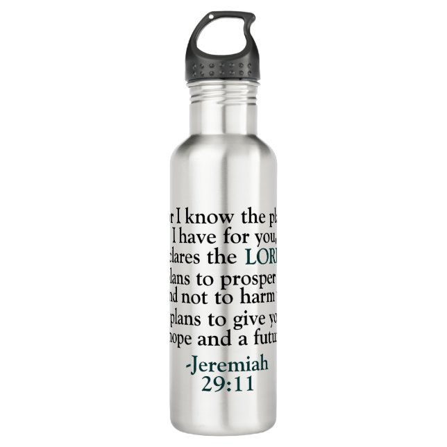 Bible Verse Jeremiah 29:11 Stainless Steel Water Bottle (Front)