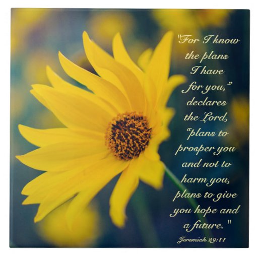 Bible Verse Jeremiah 29:11, Yellow Wildflower Ceramic Tile | Zazzle