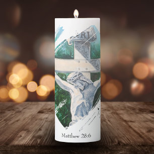 Bible Verse Jesus Cross Pillar Candle
