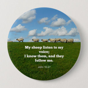 Bible verse, John 10:27, Button