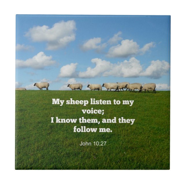 Bible verse, John 10:27, Ceramic Tile (Front)