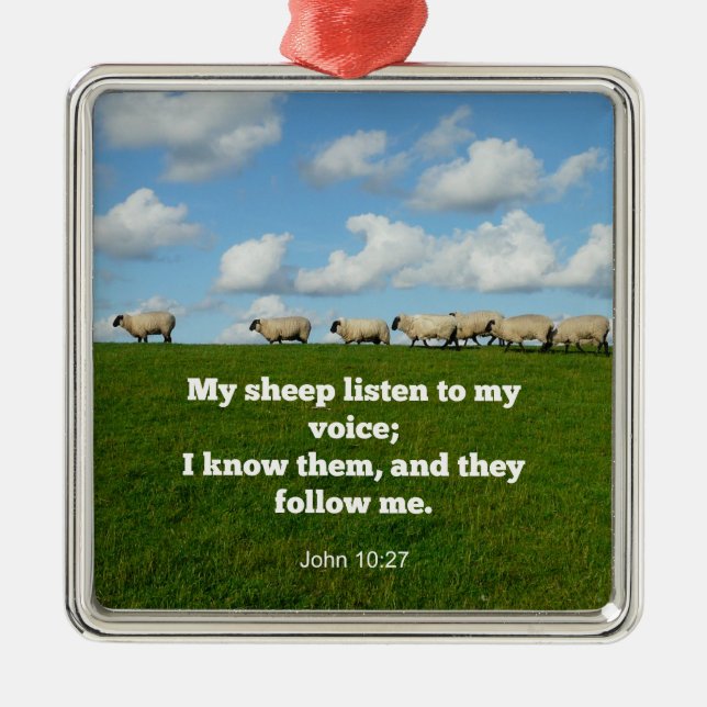 Bible verse, John 10:27, My sheep... Metal Ornament (Front)