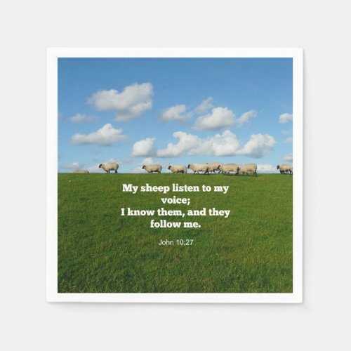 Bible verse John 1027 My sheep Napkins